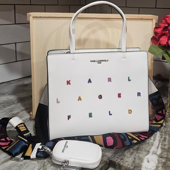 NWT Karl Lagerfeld Paris Maybelle Satchel Crossbody Bag - Picture 11 of 13